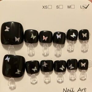 Black Butterfly ToeNail Set